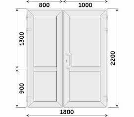 Пластиковая входная полуторная дверь банная 1800x2200