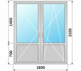Балконный блок штульповый из алюминия 1800x2100