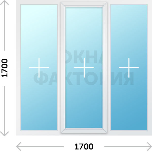 Пластиковое окно KBE 1700х1700 глухое
